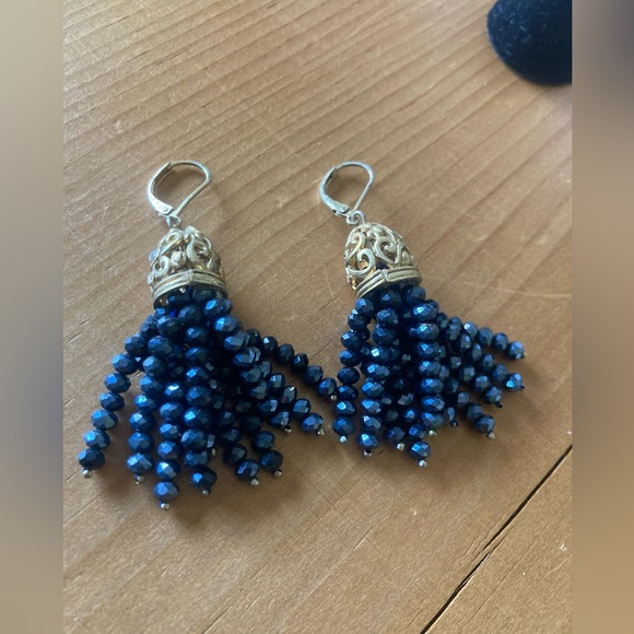 Tassel Earrings Black Crystal 2 1/4” long Fun! From NYC - Picture 6 of 6